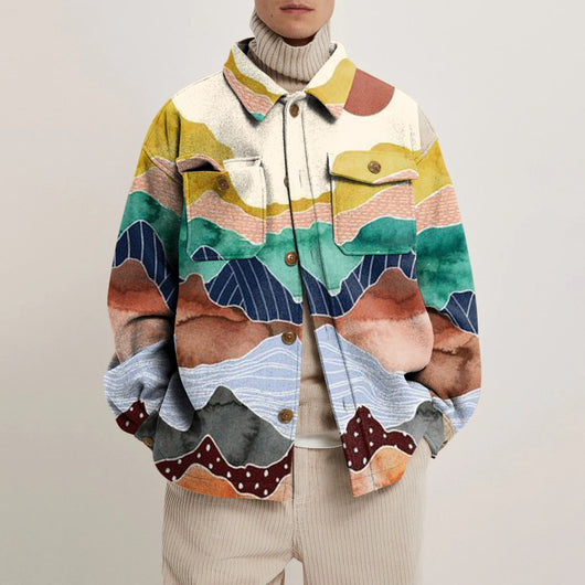 Camisa Estampada Hombre Cuello Solapa Suelta Estilo Europeo - Image 8