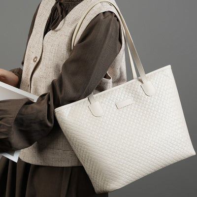 Bolsa de Cuero Genuino con Tejido - Diseño Versátil de Un Hombro para Mujer - Image 4