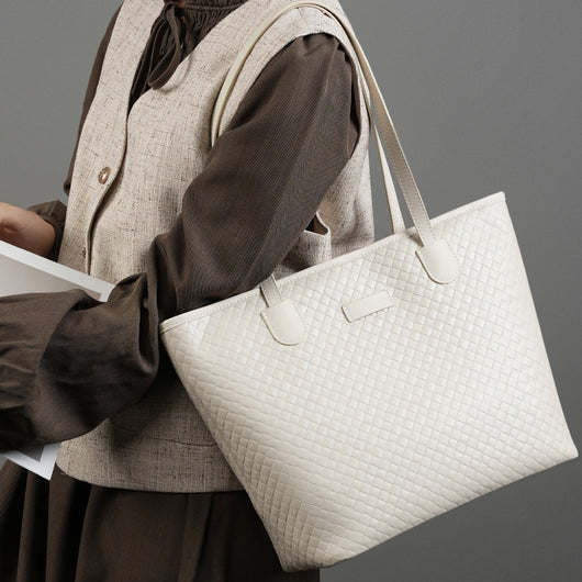 Bolsa de Cuero Genuino con Tejido - Diseño Versátil de Un Hombro para Mujer - Image 4