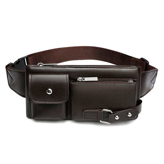 Bolsa de Cintura para Hombre de Cuero PU Color Sólido - Riñonera de Viaje - Image 11