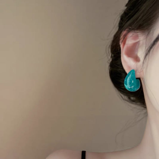 Aretes Gotas de Agua Mint Azul Estilo Retro Francés en Acrílico - Image 2