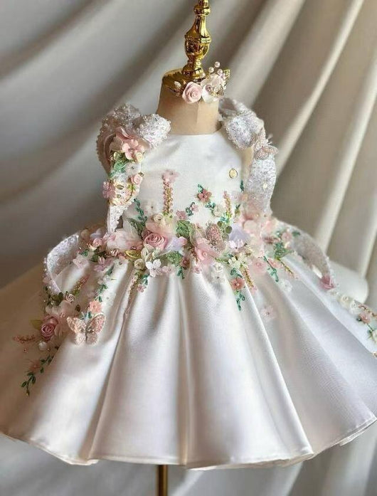 Vestido de Princesa Floral Retro para Cumpleaños Infantil - Image 10
