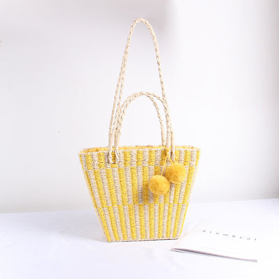 Bolsa de Playa Coreana Estilo Vacaciones - Bandolera Tejida para Mujer - Image 7