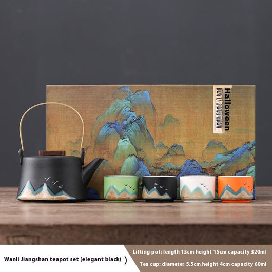 Juego de Té Chino Estilo Moderno con Tazas y Tetera Portátil - Image 10