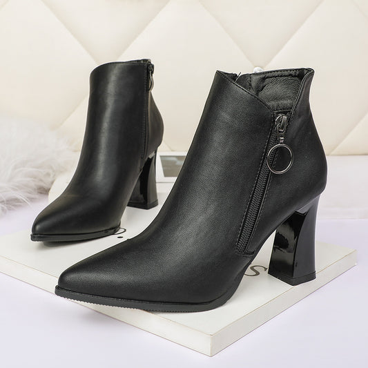 Botas Martin Estampado Leopardo Tacón Grueso con Cierre Lateral