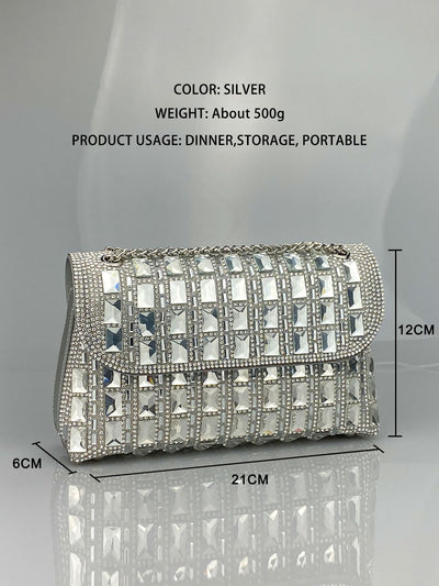 Clutch de Cristal Brillante con Cadena de Strass - Image 13