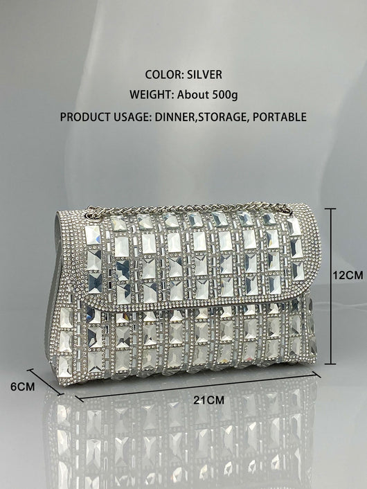 Clutch de Cristal Brillante con Cadena de Strass - Image 13