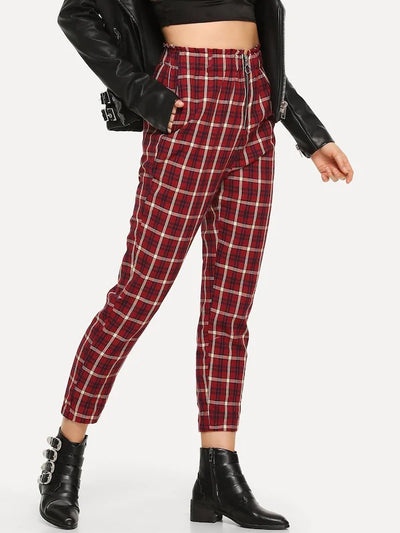 Pantalones a cuadros con cierre funcional - Image 7