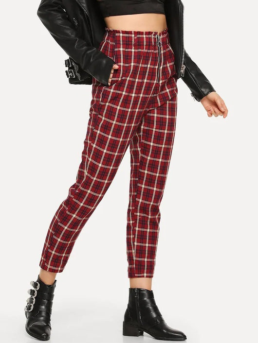 Pantalones a cuadros con cierre funcional - Image 7