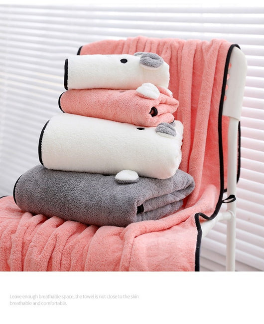 Juego de Toallas de Baño Coral Velvet con Diseño Orejas de Conejo y Koala - Set Regalo - Image 30