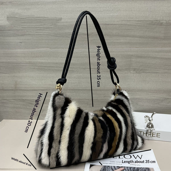 Bolsa Baguette de Peluche con Pelaje Real