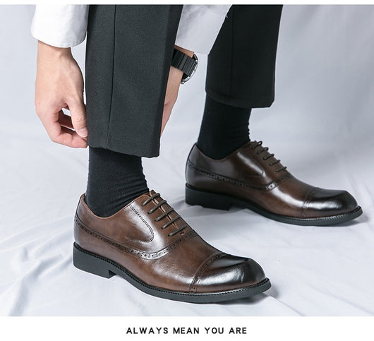 Zapatos de Cuero Puntiagudos Estilo Retro para Hombre Talla Grande - Image 12