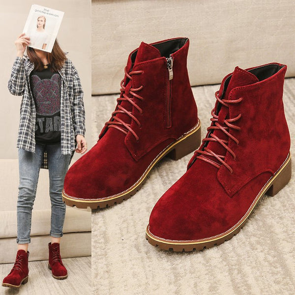 Botas Martin con Tacón Grueso y Cremallera Lateral - Estilo Inglés para Mujer