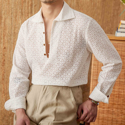 Camisa Casual de Manga Larga con Cuello Abierto y Tela Respirable - Image 7