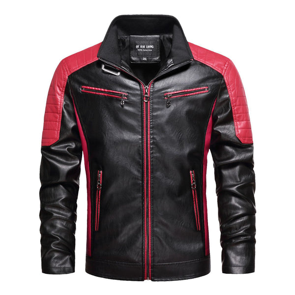 Chaqueta de Cuero Delgada Estilo Europeo Hombre Joven - Corte Slim con Cuello Alto - Image 3