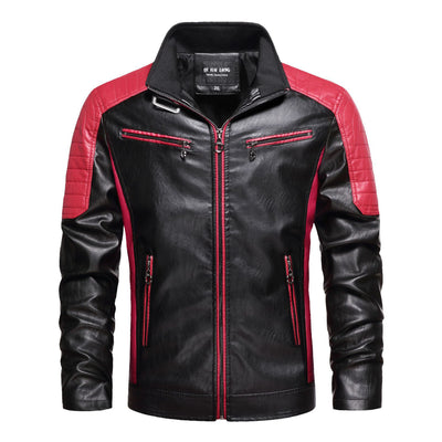 Chaqueta de Cuero Delgada Estilo Europeo Hombre Joven - Corte Slim con Cuello Alto - Image 3