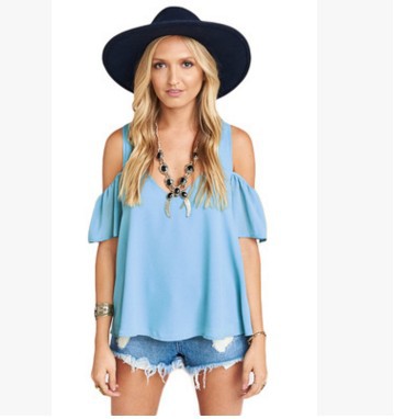 Blusa Casual Multicolor Hombros Descubiertos en Chifón - Image 10