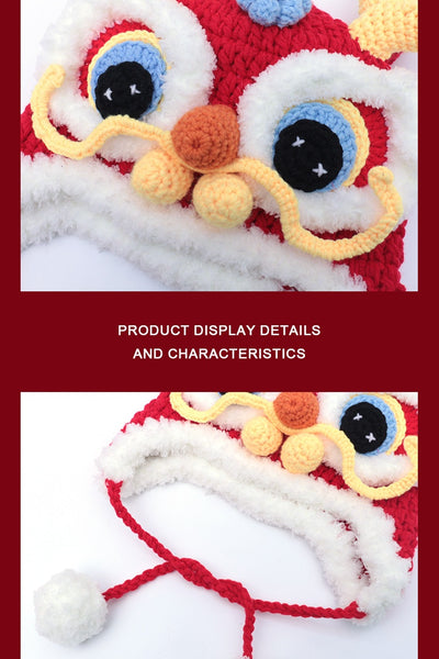 Gorro Tejido Año del Dragón Rojo - Diseño Cabeza de Tigre para Bebé - Image 22