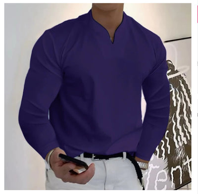 Camiseta Manga Larga Cuello V Transpirable para Hombre - Image 19