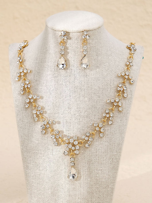 Conjunto de Aretes y Collar con Perlas y Cristales para Mujer - Image 44