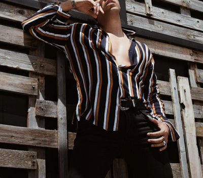 Camisa de Manga Larga a Rayas para Hombre - Image 12