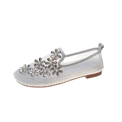 Zapato Casual Mujer Plano Malla Strass Punta Redonda - Image 3