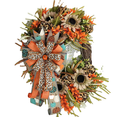 Guirnalda Decorativa Artificial con Girasoles y Estampado de Leopardo para Puerta - Image 2