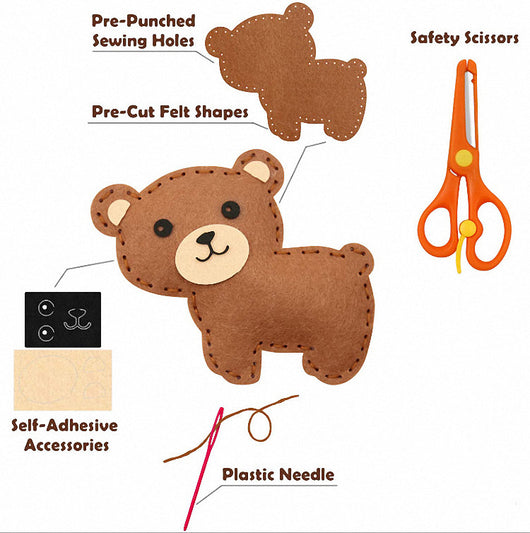 Kit de Costura Educativa para Niños - Mascotas en Fieltro DIY - Image 12