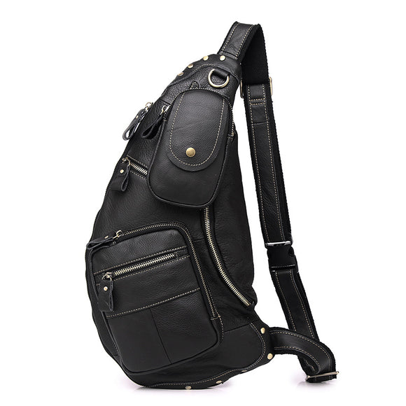Bolsa Carteiro Masculina de Couro Legítimo Estilo Retrô com Grande Capacidade