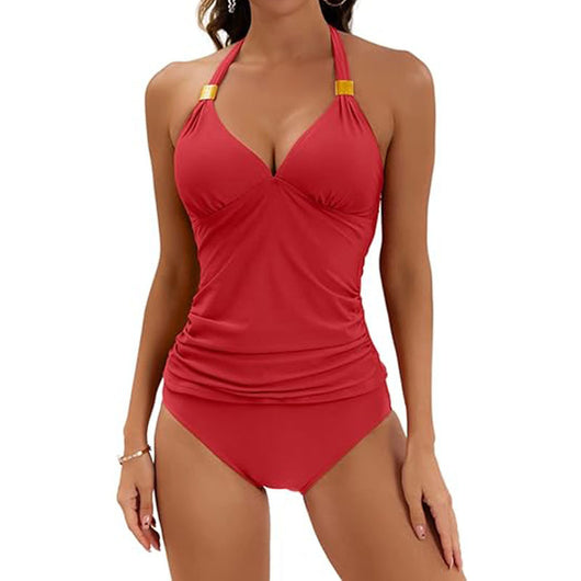 Bikini Dos Piezas Halter con Nudo y Abertura Lateral - Image 3