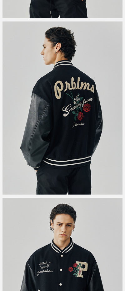 Chaqueta Deportiva Bordada con Rosas - Estilo Urbano Oversized - Image 7