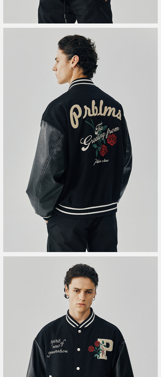Chaqueta Deportiva Bordada con Rosas - Estilo Urbano Oversized - Image 7