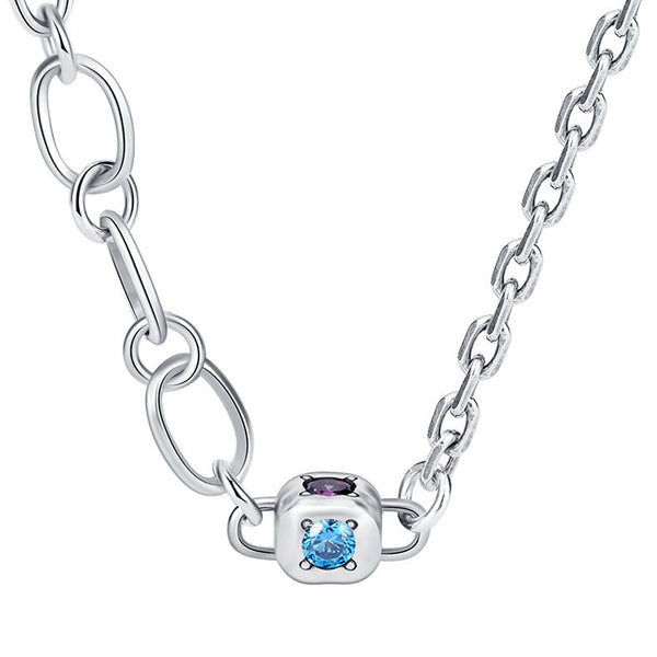 Collar Cadena Doble Dados Zirconia Colorida Plata 925 Estilo Retro - Image 5