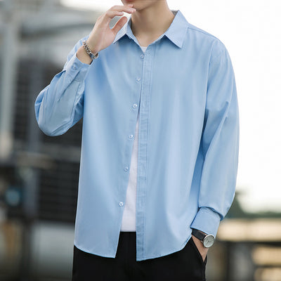 Camisa Suelta de Manga Larga en Seda de Hielo para Hombre - Image 17