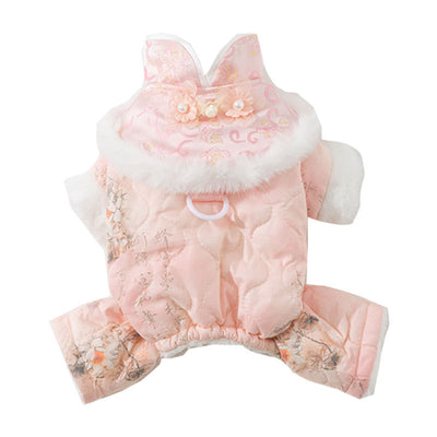 Mono Acolchado para Perros Pequeños Estilo Tang Floral Chino - Ropa de Invierno - Image 18