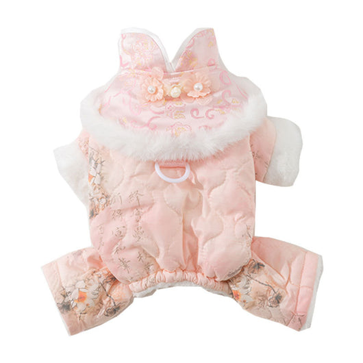 Mono Acolchado para Perros Pequeños Estilo Tang Floral Chino - Ropa de Invierno - Image 18