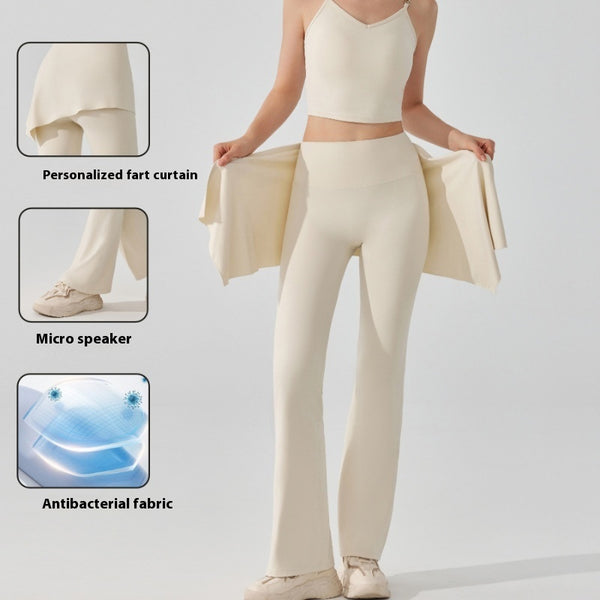 Pantalón Deportivo Dos Piezas Desmontable Cintura Alta y Falda Capri Efecto Nude