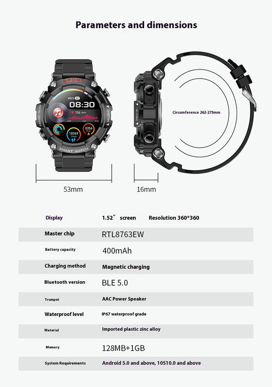 Reloj Inteligente T96 con Reproductor MP3, Auriculares Inalámbricos y Función 3 en 1 - Image 11