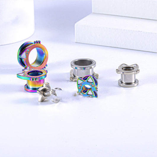 Aretes de Gato Plata con Concha Blanca - Titanio Hipoalergénico - Image 2