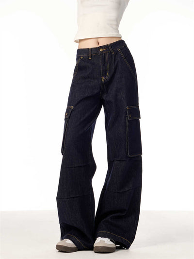 Pantalones Cargo Rectos de Pierna Ancha para Mujer con Múltiples Bolsillos - Image 4