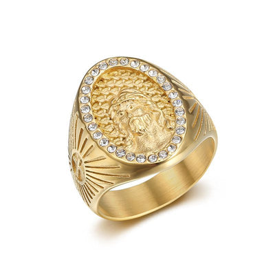 Anillo de Acero Titanio Chapado en Oro para Hombre - Estilo Hip-Hop - Image 5