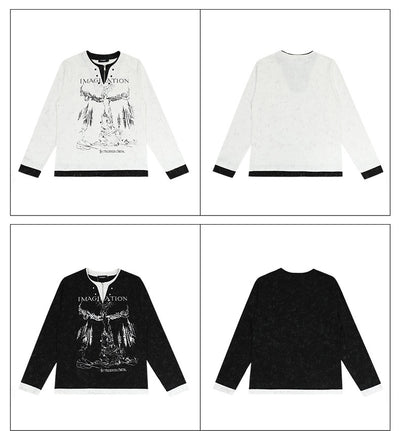 Blusa Punk Retro Americana con Hebilla Perla y Doble Textura - Image 11