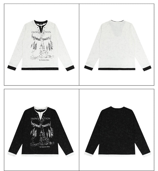 Blusa Punk Retro Americana con Hebilla Perla y Doble Textura - Image 11