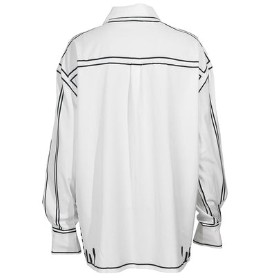 Camisa Estampada en Blanco y Negro con Contraste Artesanal - Image 7