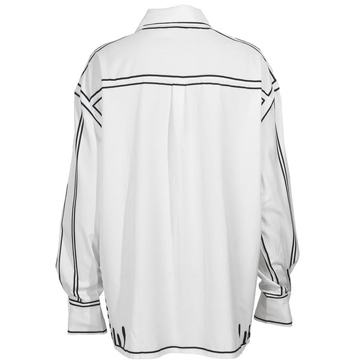 Camisa Estampada en Blanco y Negro con Contraste Artesanal - Image 7