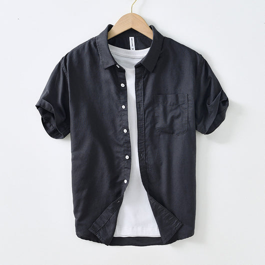 Camisa Casual de Algodón y Lino con Cuello Cuadrado para Hombre - Image 5