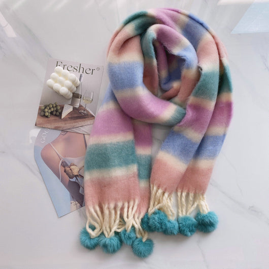 Bufanda Mohair Arcoíris con Borlas Dopamina - Image 10
