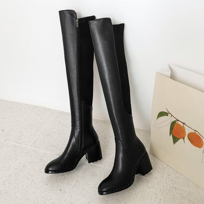 Botas Altas de Caña Larga con Tacón Grueso - Estilo Ecuestre - Image 7