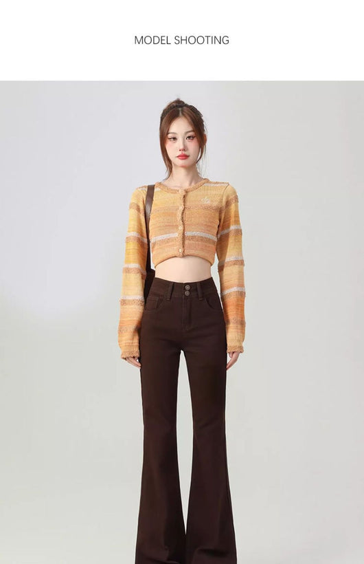 Pantalones Acampanados Talle Alto Moldeadores Marrón para Mujer Petite - Image 7