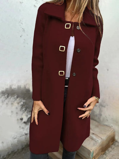 Abrigo de Lana para Mujer de Largo Medio con Diseño Cruzado Simple - Image 13